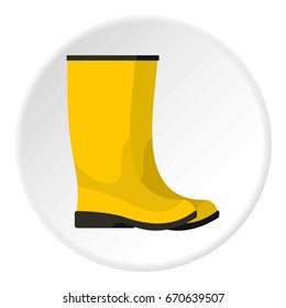 Yellow boots icon in flat circle isolated vector illustration for web