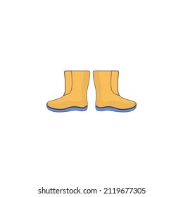 Yellow boots isolated on white background.
