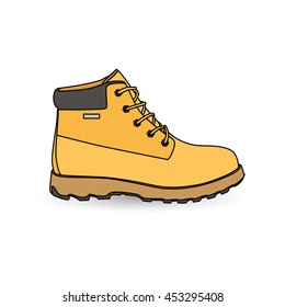 Yellow boots on a white background