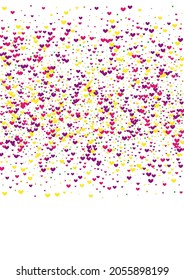 Yellow Border Confetti Wallpaper. Rose Cute Texture. Pink Circle Celebration. Purple Group Illustration. Simple Background.