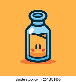 Yellow bottle potion cartoon vector icon illustration 