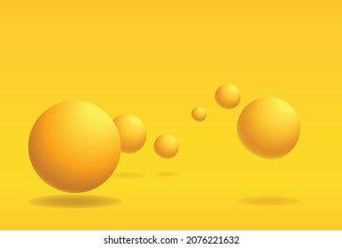 yellow bouncing balls on a yellow background. Minimalsit vector illustration