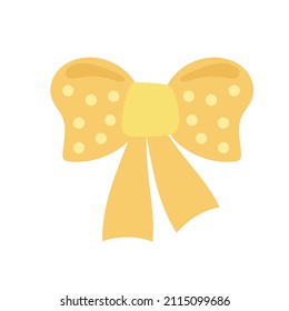 Yellow bow. Doodle vector illustration. Simple hand drawn icon on white for design