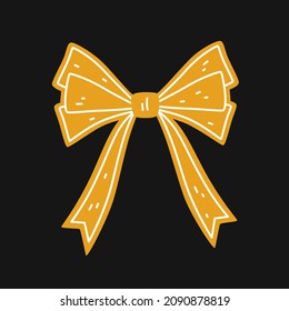 Yellow bow on a black background. Vector flat illustration
