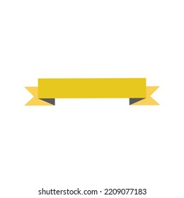 Yellow Bow Ribbon Flat Style Icon Symbol Isolated On A White Background Vector Illustration.