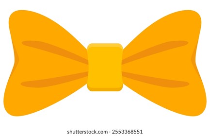 Yellow bow tie flat icon vector isolated on white background.