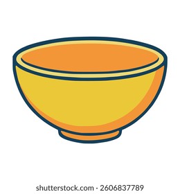 yellow bowl on a transparent background flat color vector illustration template design