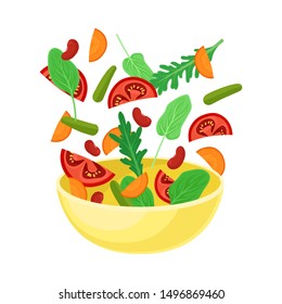 Yellow bowl with slices of tomatoes. Vector illustration on a white background.