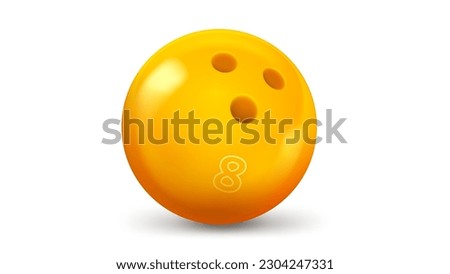 Yellow bowling ball isolated on white background. 3d vector illustration
