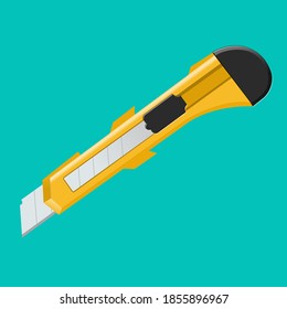 Yellow box cutter with blade exposed.