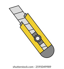 Yellow box cutter icon. Vector.