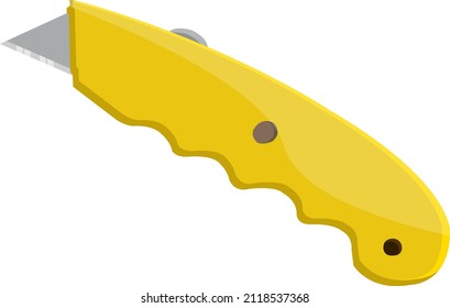 Yellow box cutter, illustration, vector on a white background.