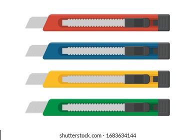 Yellow box cutter vector illustration isolated on white background