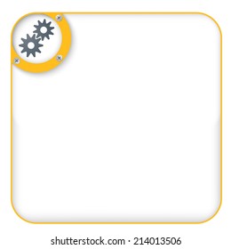 yellow box for entering text with cogwheels