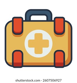 yellow box first aid kit medical flat color vector illustration template design