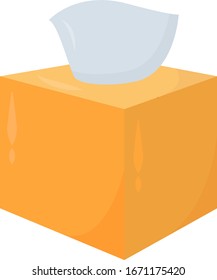 Yellow box with napkins, illustration, vector on white background.