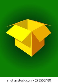 Yellow box packing for gifts. reality picture, vector illustration