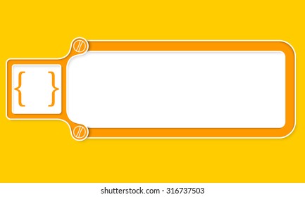 Yellow box with white frame for your text and square brackets