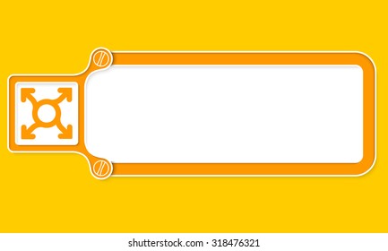 Yellow box with white frame for your text and arrows