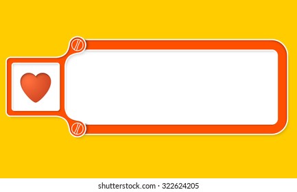 Yellow box with white frame for your text and heart symbol