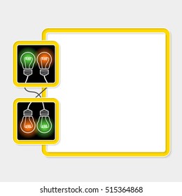 Yellow box for your text and bulb symbol