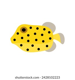 Yellow boxfish. Aquarium fish. Flat style vector illustration.