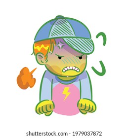 The yellow boy is angry
