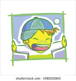 The yellow boy have a nice day