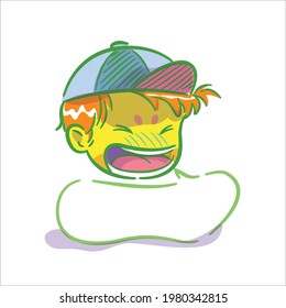 The yellow boy is laughing