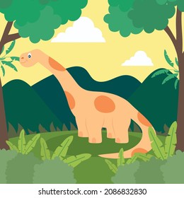 yellow brachiosaurus poster on nature
