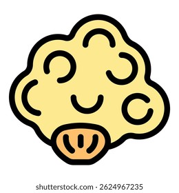 Yellow brain with cerebellum showing intelligence and memory, isolated on a white background