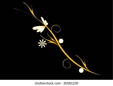 yellow branch on black