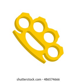 Yellow brass knuckles icon in flat style isolated on white background. Tool symbol vector illustration