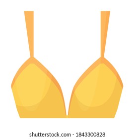 Yellow brassiere. Corrective yellow brassiere isolated on white background. Bust support female underwear vector illustration