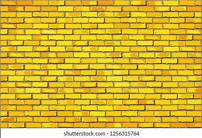 Yellow brick wall - Illustration, 
Retro yellow brick wall vector, 
Seamless realistic yellow brick wall, 
Brick wall background, 
Abstract vector illustration