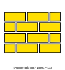 Yellow brick wall on white background, sign for design, vector illustration