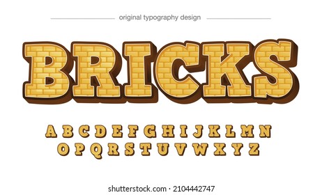 yellow brick wall pattern cartoon typography
