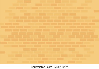 Yellow Brick Wall Vector Flat Material Design Isolated On White