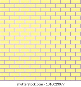 Yellow brick wall with violet shadow seamless background. Creative texture pattern. Flat vector illustration.
