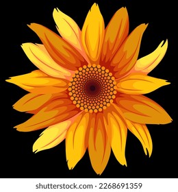 ilustración del vector de girasol amarillo brillante