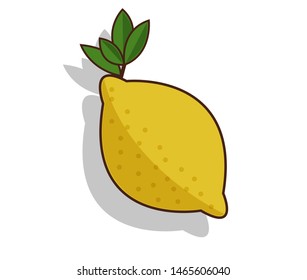 
Yellow bright lemon with shadow on white background vector graphic