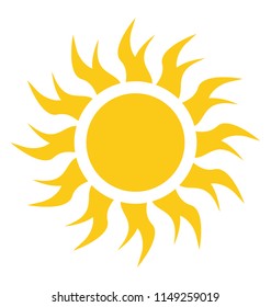 
A yellow bright sun with fire ike rays shape symbolizing burning sun 
