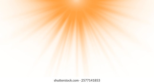 Yellow bright sunlight on white background in PNG and vector format. Sun light with glare. Golden flash png.	