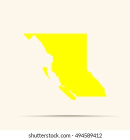 Yellow British Columbia Map Illustration