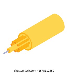 Yellow broadband optical cable icon. Isometric of yellow broadband optical cable vector icon for web design isolated on white background
