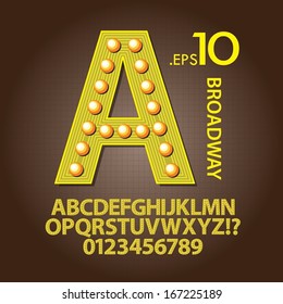 Yellow Broadway Alphabet and Numbers Vector