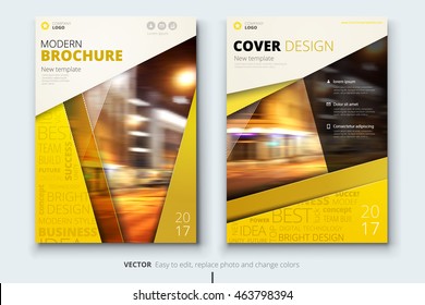 Yellow Brochure layout design. Corporative business annual report catalog flyer design. Leaflet cover presentation. Modern publication poster magazine, template A4 size