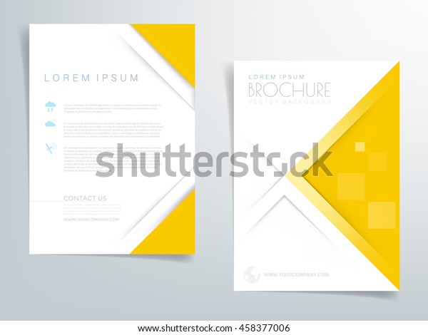 Gelbe Broschure Flyer Hintergrund Und Deckblatt Design Dreieck Papierelement Mit Stock Vektorgrafik Lizenzfrei