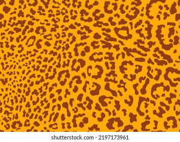 Yellow And Brown Animal Print. Seamless Vector Leopard Print Pattern. Animal Print Vector Pattern Repeat With Textured Brown Spots.