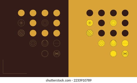 Collarín de fondo amarillo y marrón con diseño de línea de Go de punto abstracto